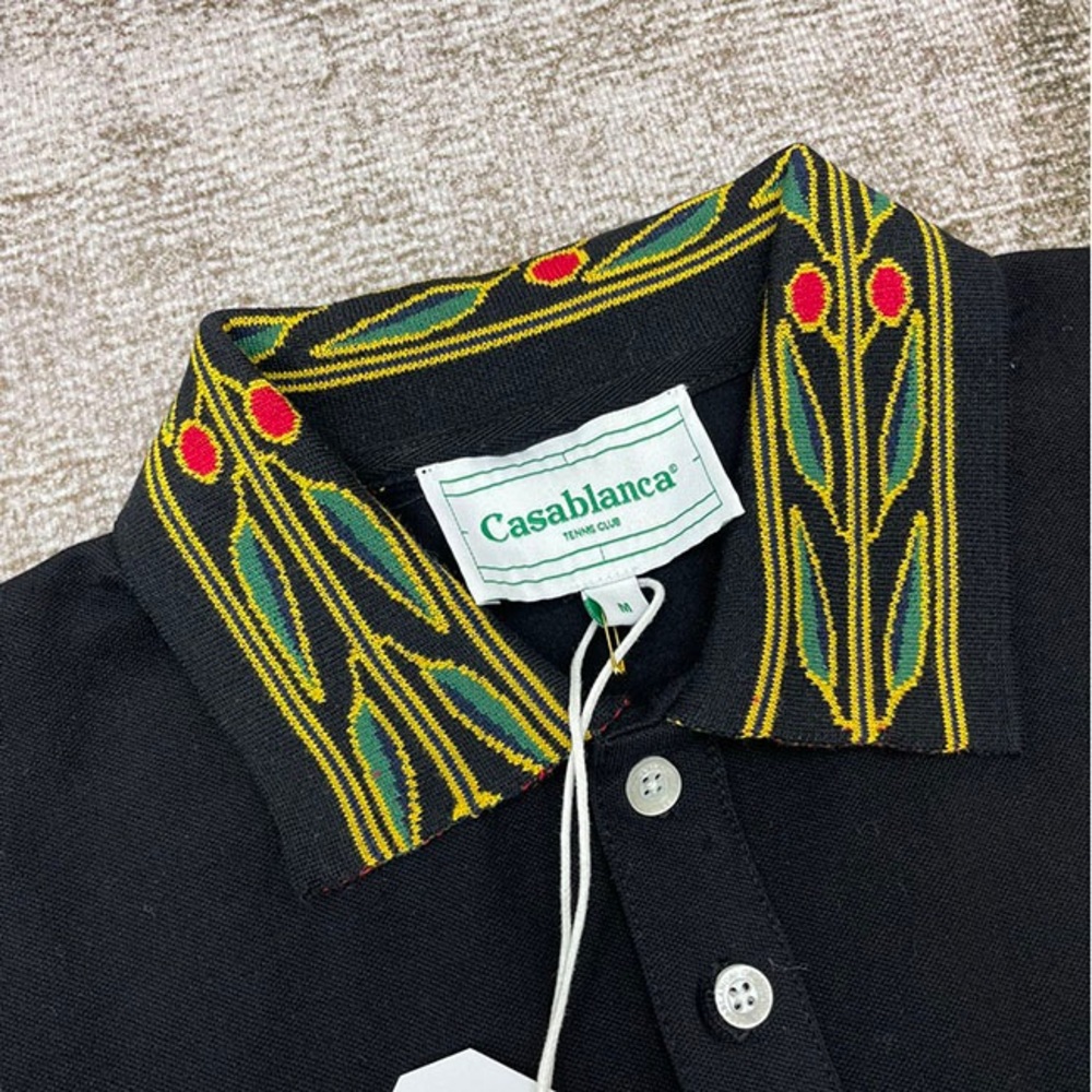 Casablanca Black Embroidered Logo Polo Collar T-Shirt - Picture 2 of 9